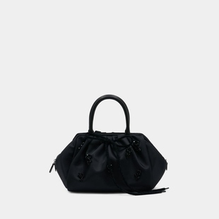 Simone Rocha 褶皱手提包，饰有刺绣 - 合成材质 - 黑色