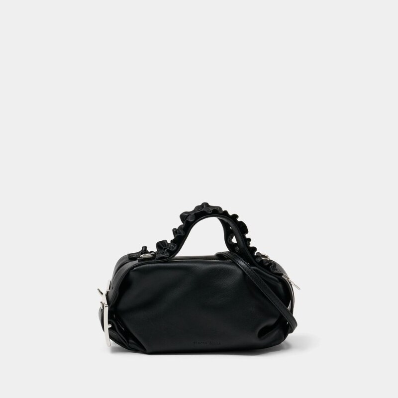 Simone Rocha 迷你机车褶边腰包 - 皮质 - 黑色