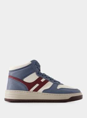 Hogan H630 蓝色光面小牛皮高帮运动鞋