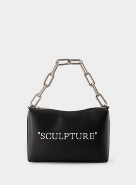 OFF WHITE Block Quote 黑银皮质手提腋下包