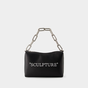 黑银皮质手提腋下包 OFF WHITE Block Quote