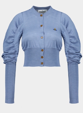 Vivienne Westwood 西太后 Eli 短款开襟羊毛T恤 - 蓝色-