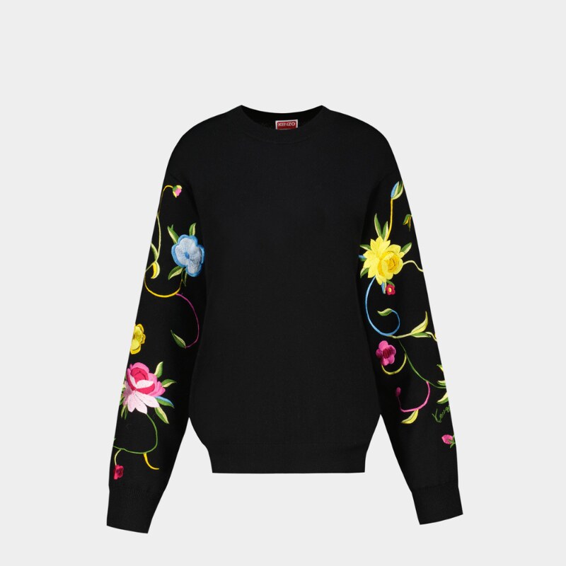 Kenzo Wildflower卫衣-真丝-黑色