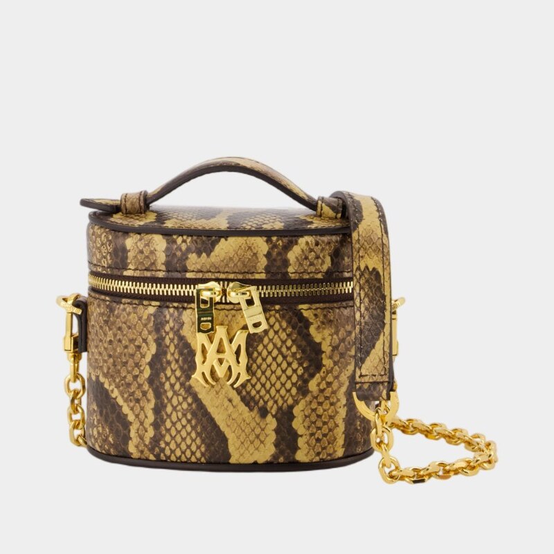 Amiri Python超迷你化妆包-皮质-棕色