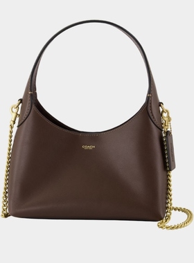 COACH/蔻驰 Brooklyn 23 棕色皮革链条斜挎单肩包手提包 CW614