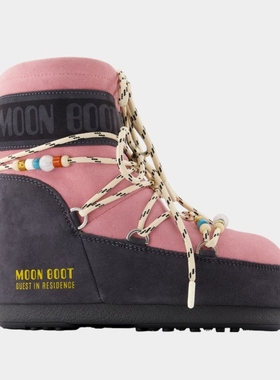 Moon Boot Mb X Gir Icon 粉色皮质低帮裸靴男女同款月亮靴