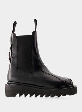 Toga Pulla Aj1146 黑色光面小牛皮长靴