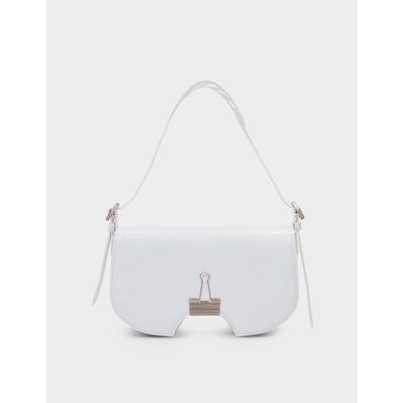 OFF WHITE Wrinkled Swiss Flap 皮质肩背法棍包