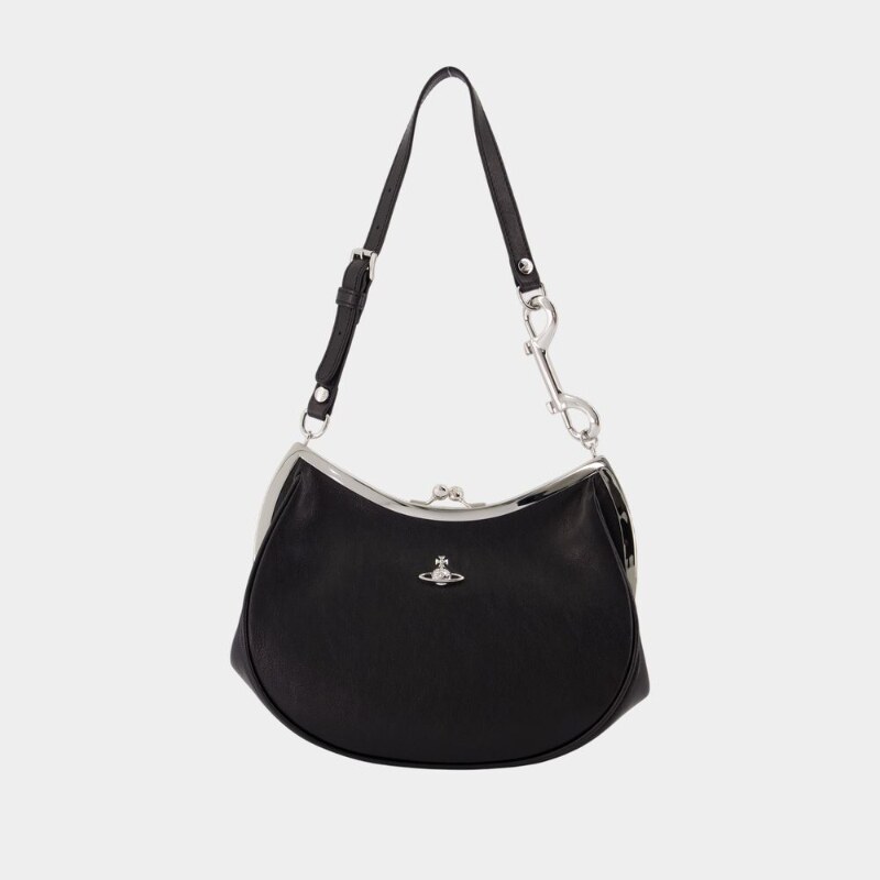 Vivienne Westwood 西太后 Charm Frame手提包 - 皮质 - 黑色