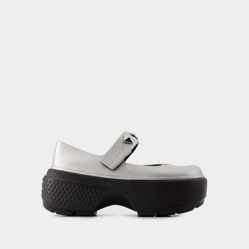 Crocs Stomp银色合成材质玛丽珍芭蕾舞鞋