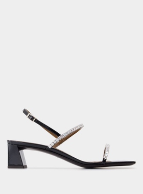 Giuseppe Zanotti Valentiine Crystal 45 黑色皮制凉鞋