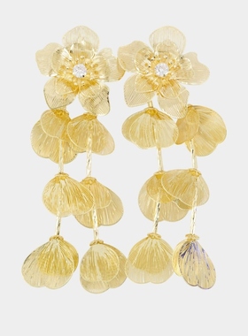 SELF PORTRAIT 花朵耳环 - 金属 - 金色