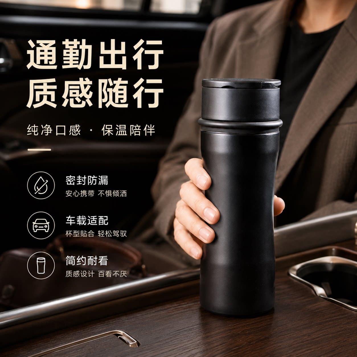 景德镇真陶瓷内胆保温杯泡茶装中药杯养生保温杯带茶漏月牙水杯