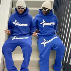 European and American Style Star Nofs Letter Print Sweatshirt Y2K Hip-Hop Street Loose Casual Suit Sweatpants Two-Piece Set