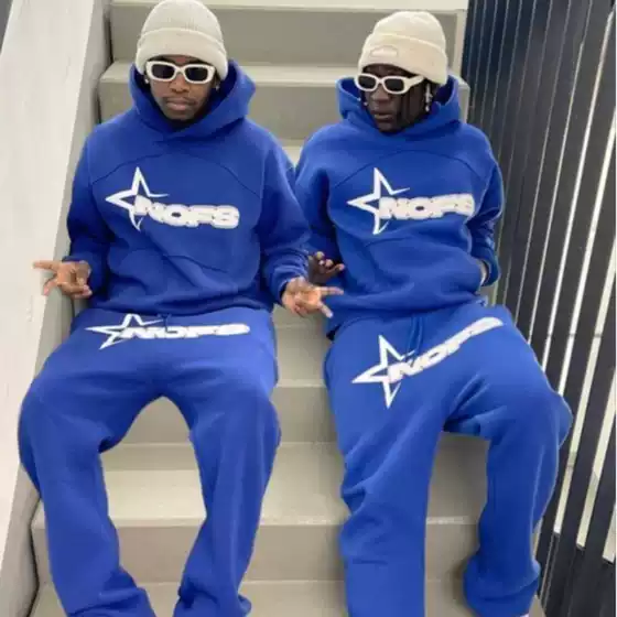 European and American Style Star Nofs Letter Print Sweatshirt Y2K Hip-Hop Street Loose Casual Suit Sweatpants Two-Piece Set