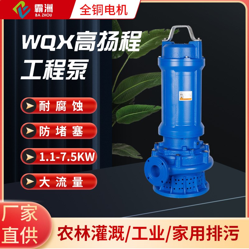 【加工定制】WQX铸铁无堵塞污水泵耐腐蚀潜污泵家用工业排污泵