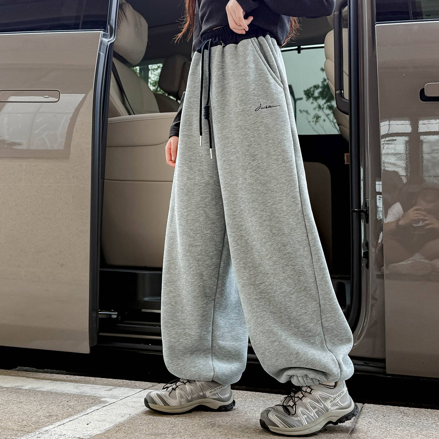女童春秋款运动裤儿童灰色卫裤