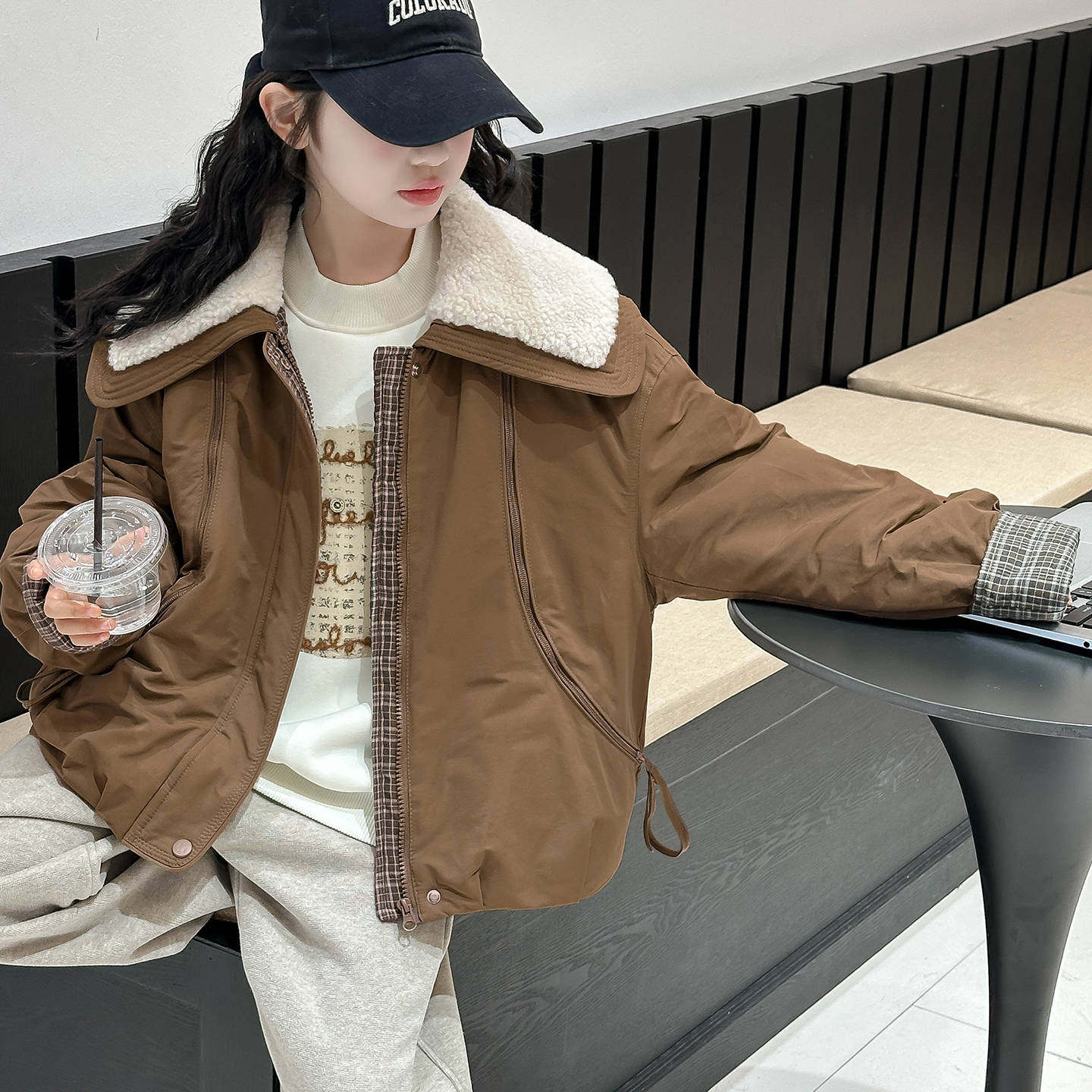 冬季女童加绒加厚保暖休闲棉服