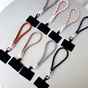 手机挂绳短款 透明扣拼色防丢短绳网红创意户外挂件简约男女黑色夹片结实耐用固定垫片挂包包钥匙扣小吊绳配饰