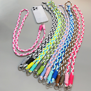 新款创意斜跨长绳多巴胺撞色手机挂绳长款高级感男女户外挂件网红双扣个性女款便携防丢失百搭挂脖背带式长链