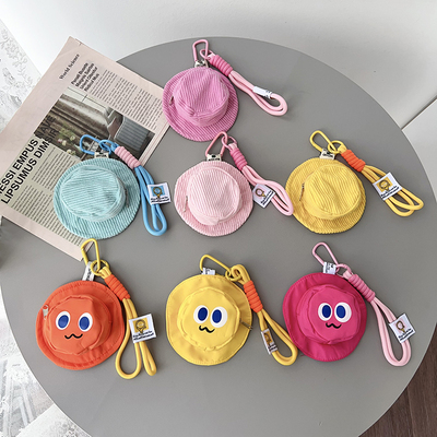 新款创意帽子型可爱零钱包高级感网红手机挂绳短款户外挂件登山扣防丢失耳机钥匙迷你收纳包便携女款手提短绳