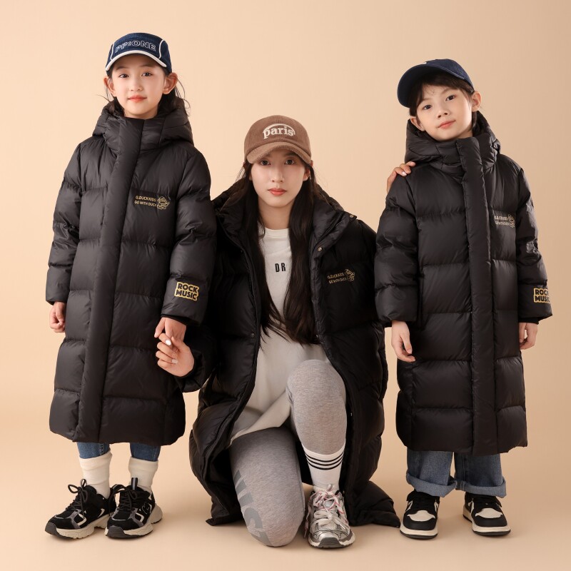 儿童亲子长款过膝羽绒服中大童三防加厚男女童东北上学运动户外冬