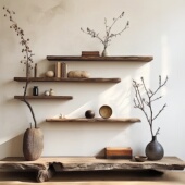 老榆木实木一字架中式 多宝阁榆木置物架客厅展示架收纳架子陈化料