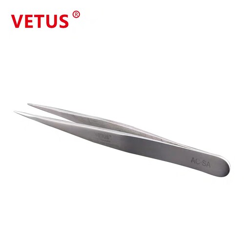 VETUS镊子 特加硬加厚精密防磁耐酸碱不锈钢尖头镊子AC-SA
