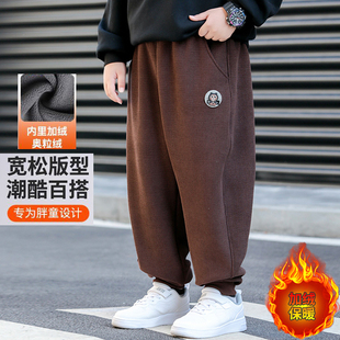 胖童秋冬运动裤加肥加大新款男童加绒卫裤中大童加厚灯芯绒裤子潮