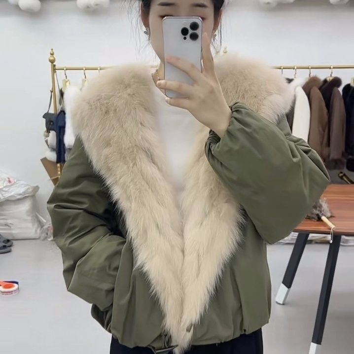 短款派克服皮草外套女