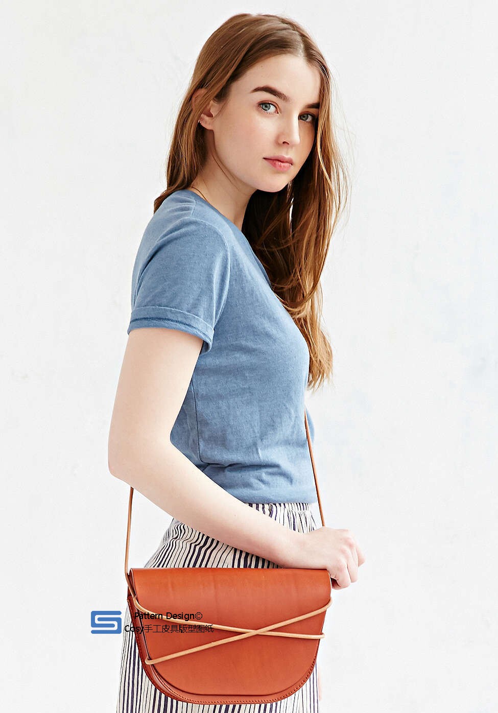皮绳单肩包版型 手工皮具图纸 包包纸样 diy制作皮革包纸格hmb-31