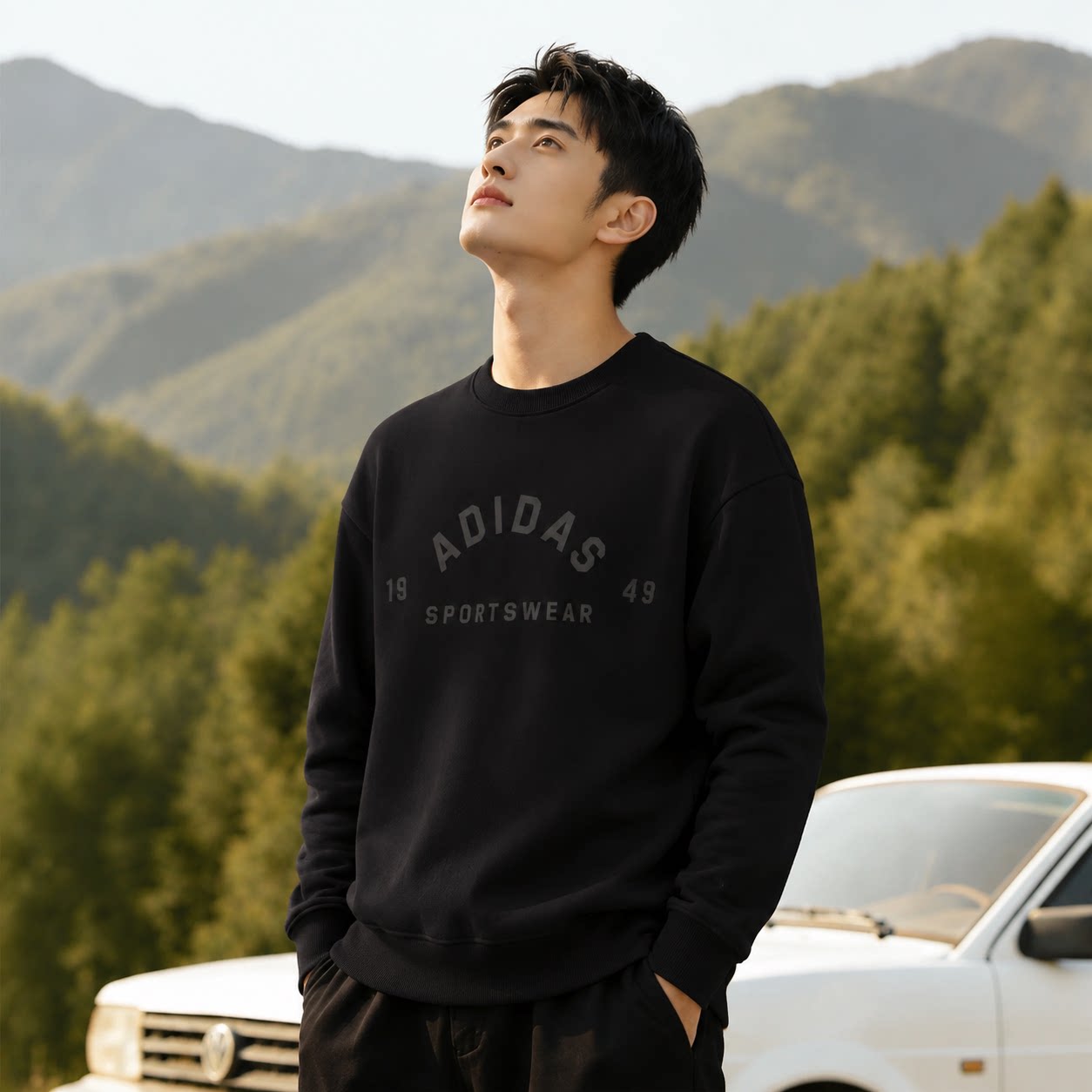 正品Adidas阿迪达斯卫衣男士秋季新款长袖防风休闲宽松运动套头衫