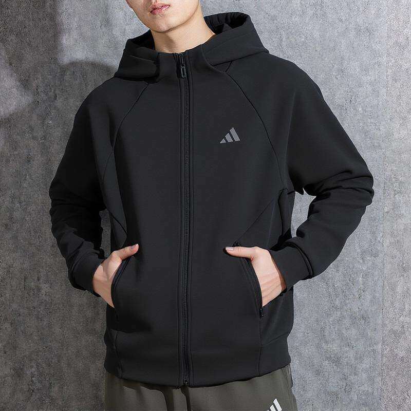 Adidas阿迪达斯外套男装新款运动服针织加厚防风上衣连帽训练夹克