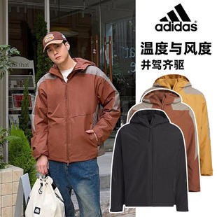 JZ8413阿迪达斯男生入春外套adidas加绒户外抓绒衣拒水运动夹克潮