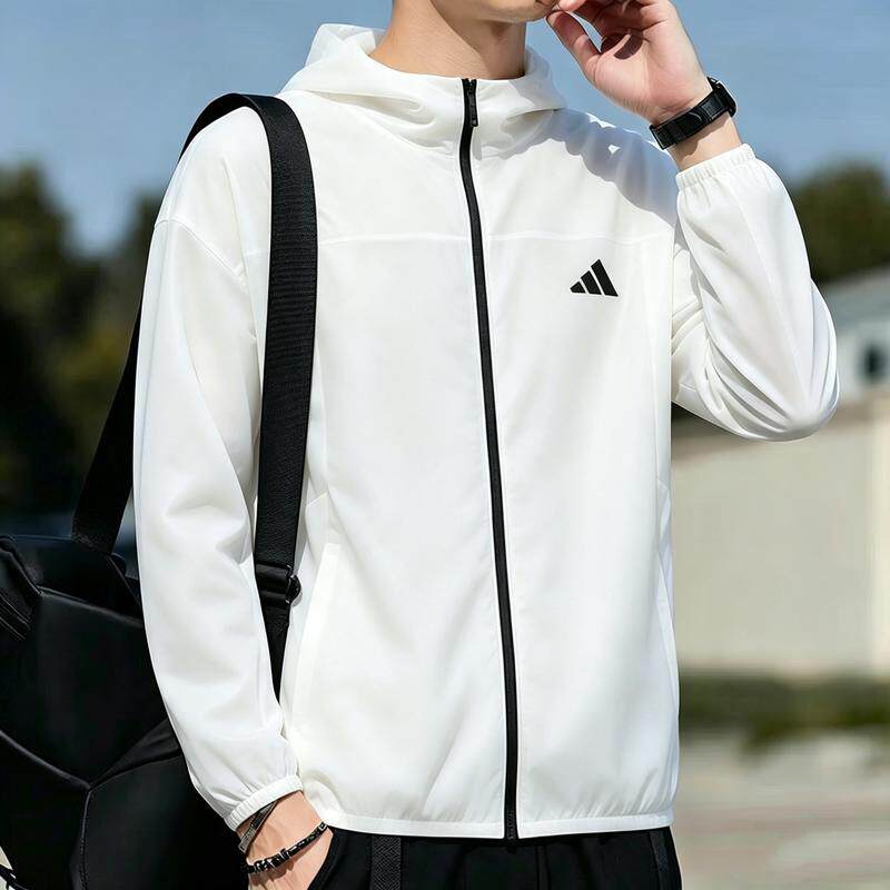 阿迪达斯外套男士新款健身训练运动服连帽防风休闲梭织夹克上衣