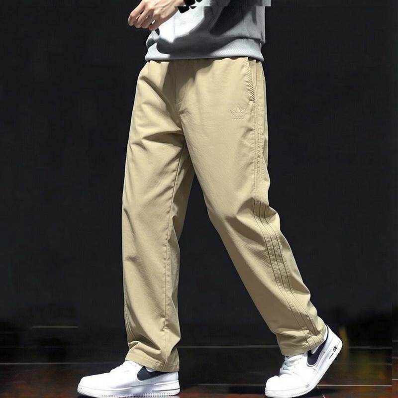 阿迪达斯三叶草裤子男裤新款运动裤卡其色工装风宽松直筒休闲长裤