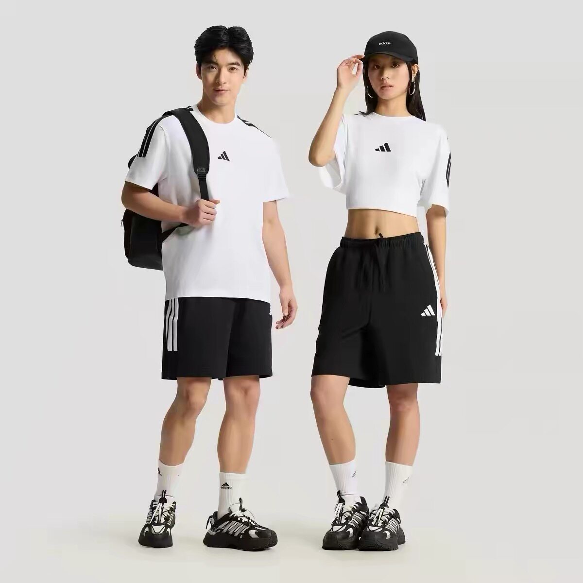 阿迪达斯男女夏季跑步运动套装