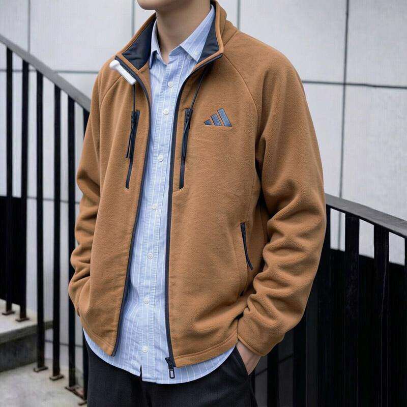 Adidas阿迪达斯抓绒外套男秋摇粒绒户外运动夹克内胆加绒防风上衣