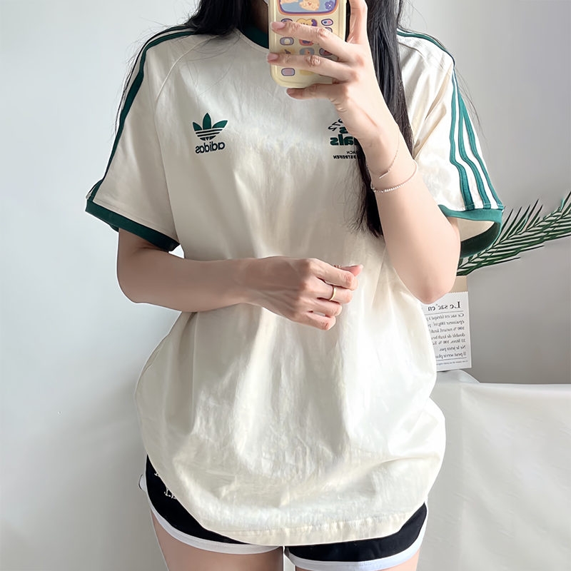 Adidas阿迪达斯三叶草短袖男女款2026夏季美式复古撞色宽松T恤潮