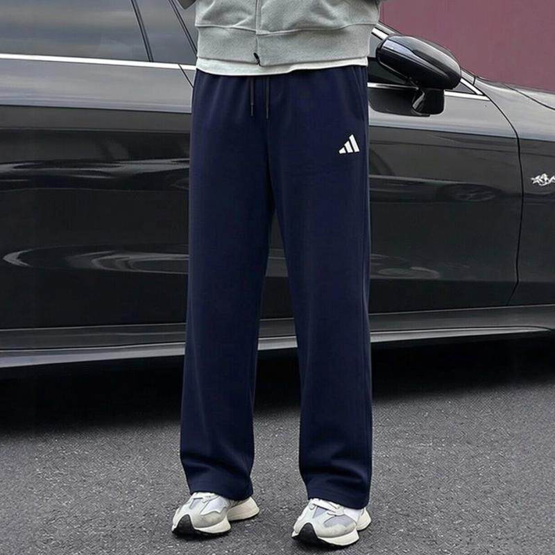 阿迪达斯运动裤男长裤宽松蓝色休闲裤针织裤直筒跑步百搭毛圈卫裤