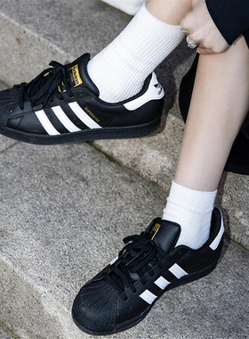 阿迪达斯男鞋Adidas Superstar黑白金标贝壳头女鞋休闲板鞋EG4959