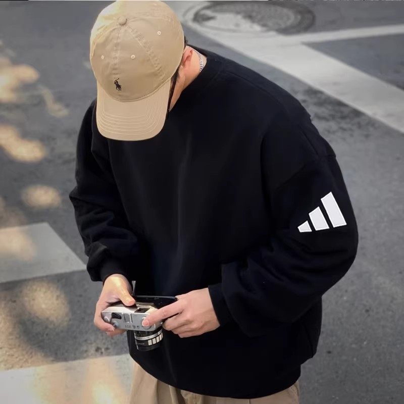 阿迪达斯男秋季黑色圆领卫衣