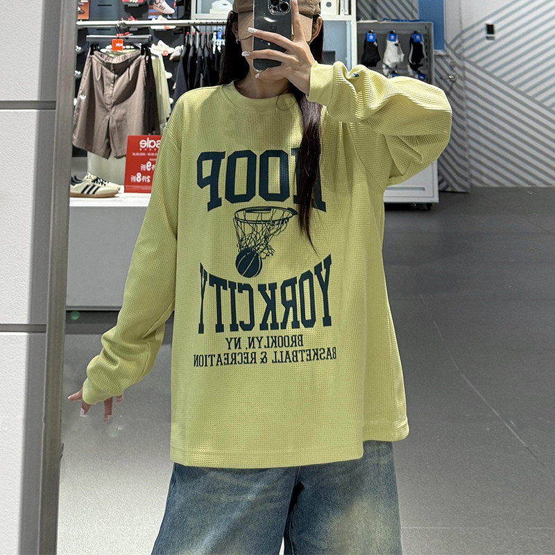 阿迪达斯正品美式宽松情侣长袖T