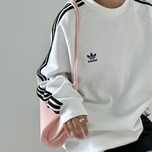 adidas阿迪达斯三叶草男女款经典三条纹圆领简约百搭宽松长袖卫衣