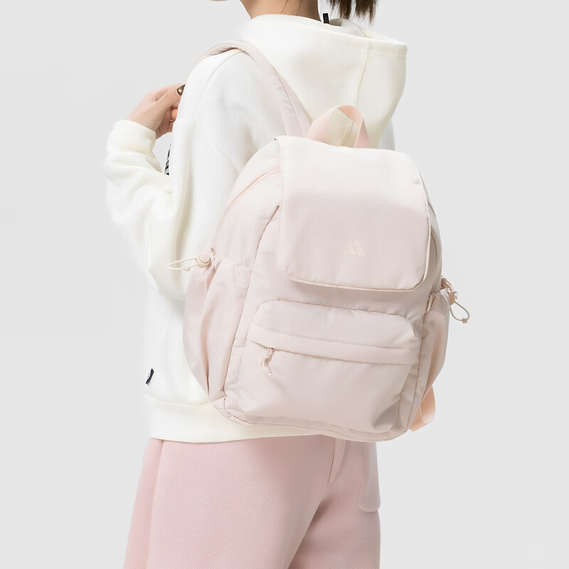 阿迪达斯正品学生双肩包浅粉色