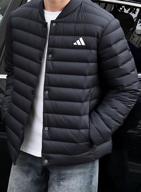 Adidas阿迪达斯男款排骨羽绒服2025冬季轻便保暖防风外套JM1237