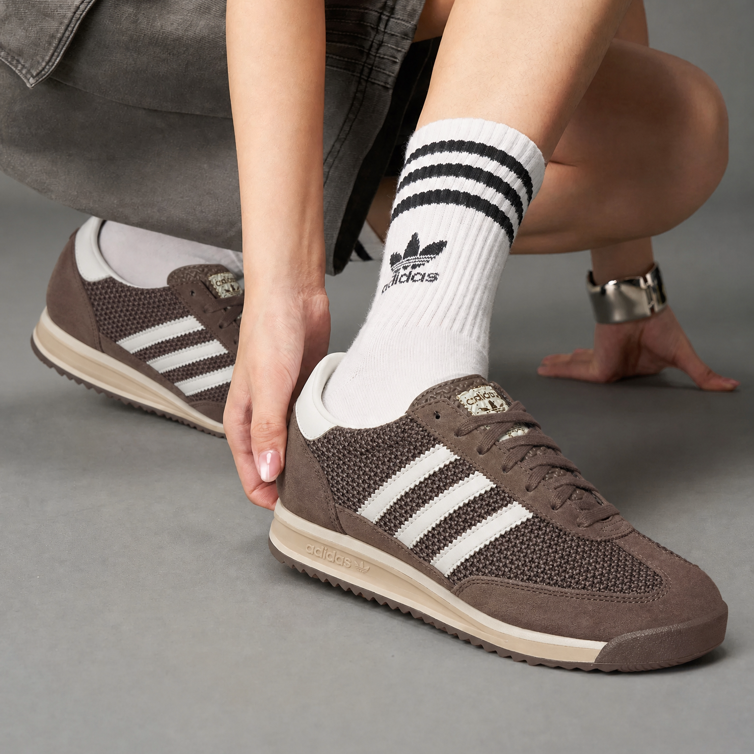 正品Adidas阿迪达斯三叶草德训鞋男女2026新款厚底休闲运动阿甘鞋