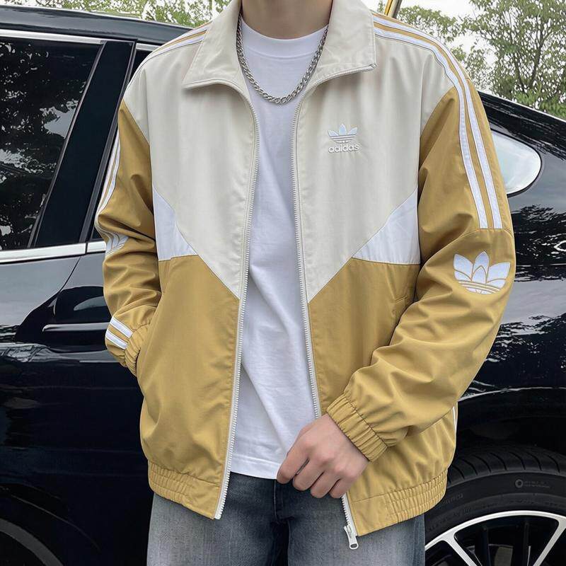 阿迪达斯外套男秋新款复古夹克立领休闲宽松撞色梭织棒球服KC3118
