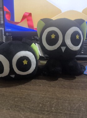 罗小黑黑色猫咪毛绒玩具大眼猫公仔猫猫桌伴娃娃送人生日礼物黑猫