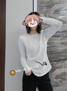 “加绒裸感”莫代尔拉绒love运动长袖打底纯色修身Scuba内搭上衣